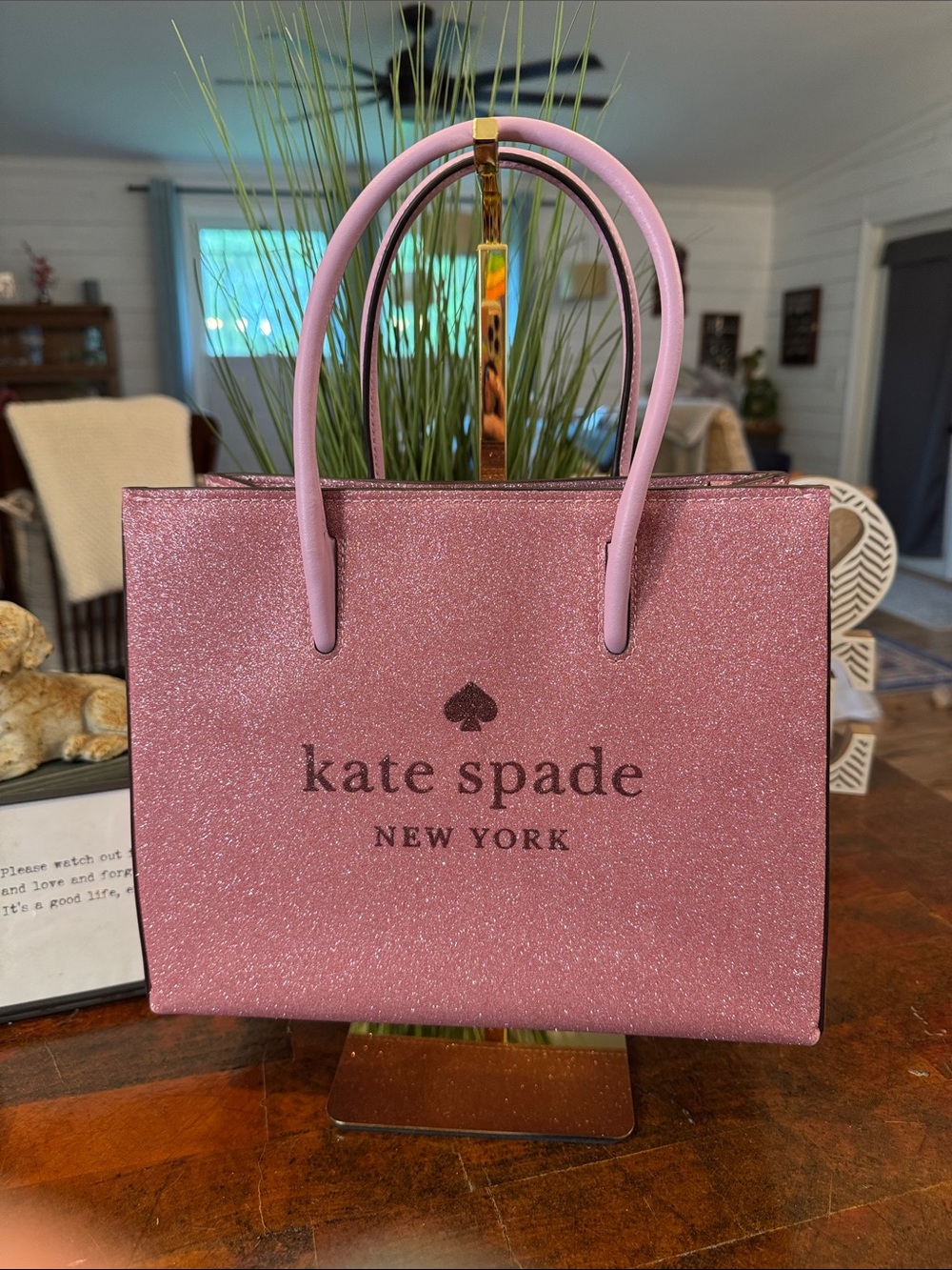 kate spade Pink Glitter Tote with Top Handles